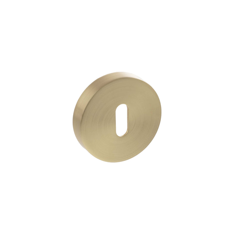 Atlantic Senza Pari Key Escutcheons on Round Rose - Satin Brass