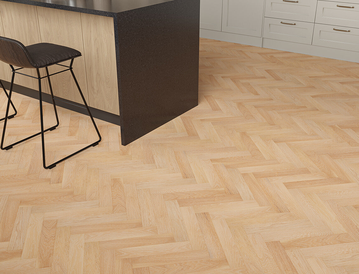 Sandwell Oak Natural Limed White Brushed Herringbone Engineered Wood Flooring | UV Lacquered | 70 x 350 x 10/2.5mm