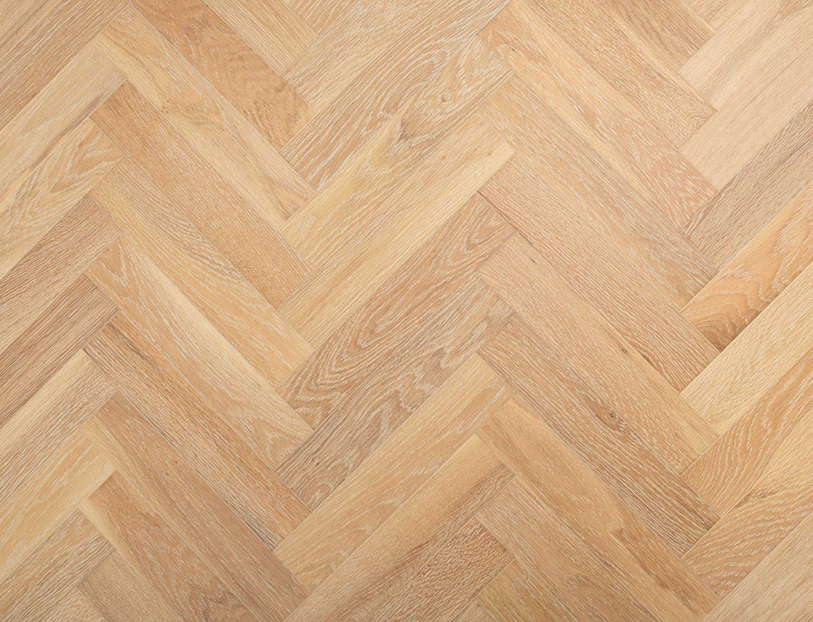 Sandwell Oak Natural Limed White Brushed Herringbone Engineered Wood Flooring | UV Lacquered | 70 x 350 x 10/2.5mm