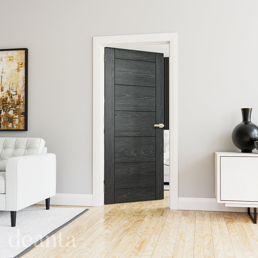 Deanta Seville Brushed Black Oak FD30 FSC Fire Door