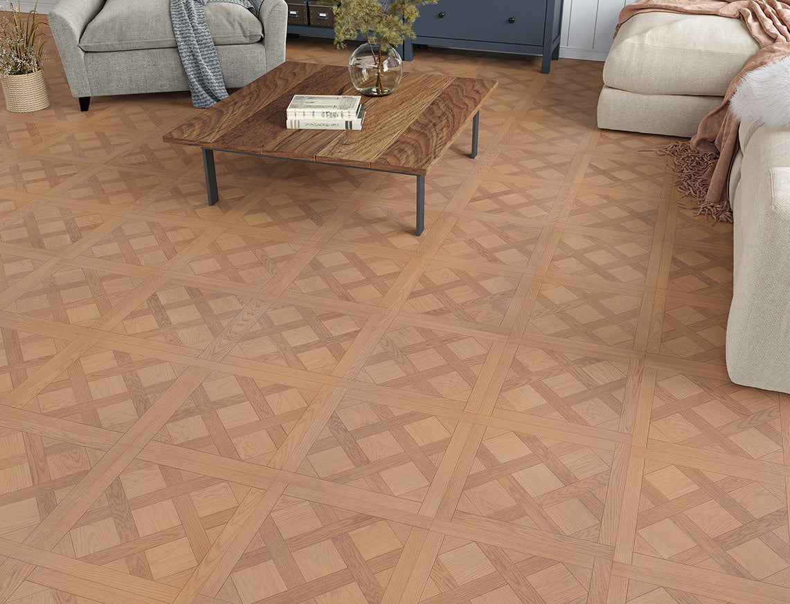 Tatum 12mm Cotswold Warm Caramel Textured Versailles Laminate Flooring | 405 x 805 x 12mm