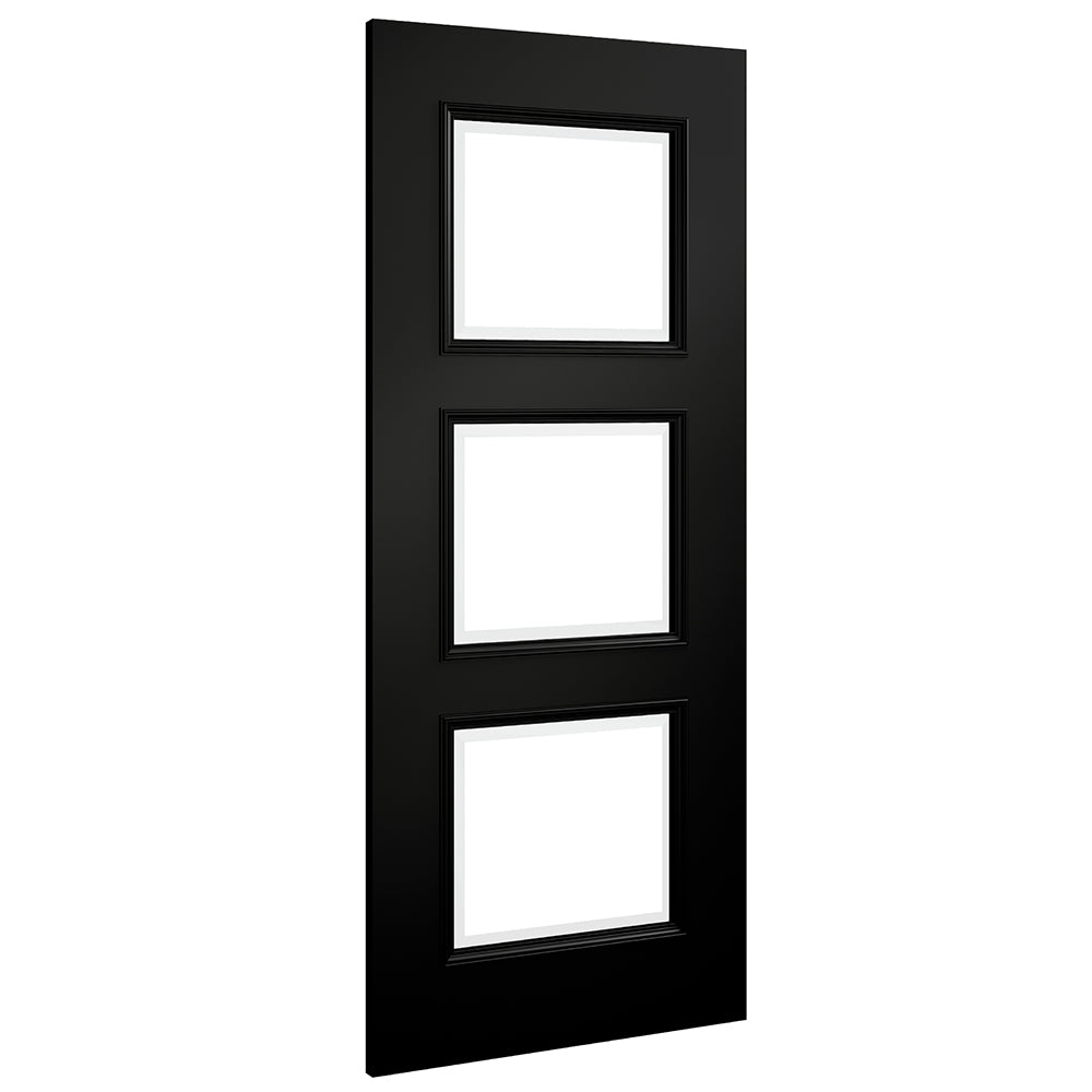 Deanta Trinity Black Pre-Finished Bevelled Glazed Door FSC