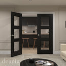 Deanta Trinity Black Pre-Finished Bevelled Glazed Door FSC