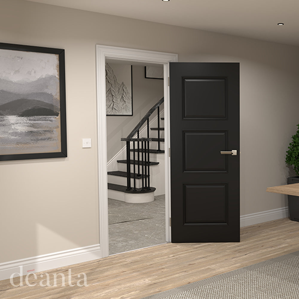 Deanta Trinity Black Pre-Finished FD30 Fire Door FSC