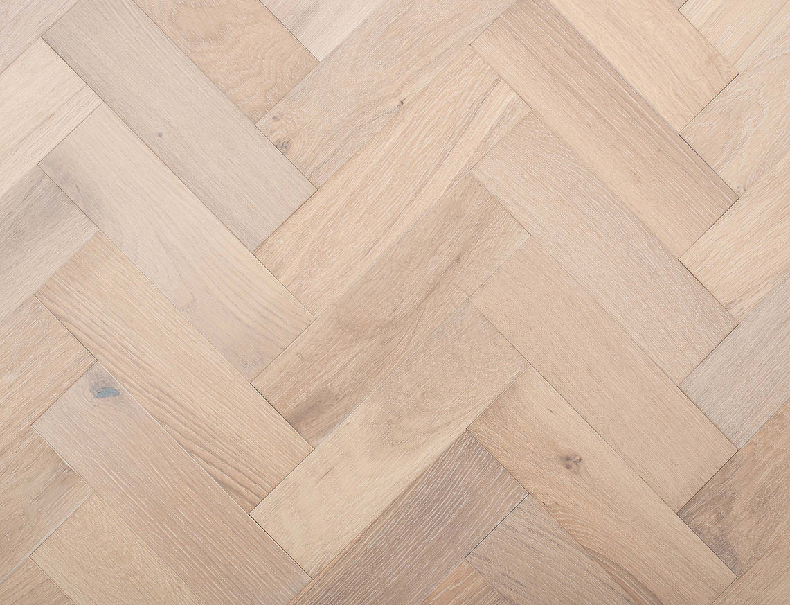 Whinfell Oak White Brushed Herringbone Engineered Wood Flooring | UV Lacquered | 90 x 300 x 14/3mm