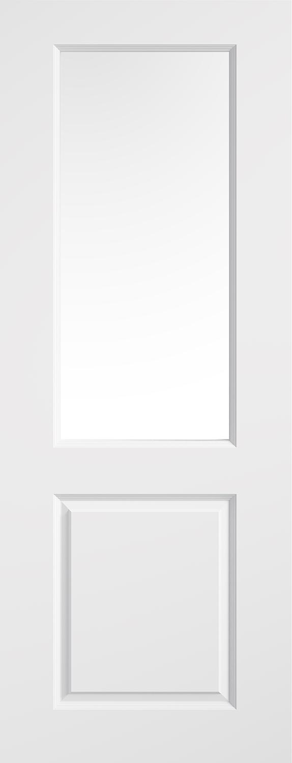 LPD Smooth White Primed 2 Panel Clear Glazed Door