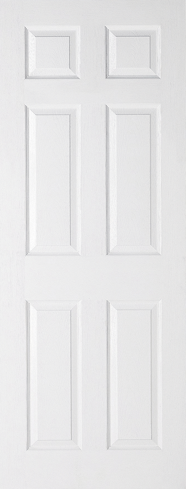 Pre-Assembled Textured Regency 6 Panel White Moulded FD30 Fire Door Set