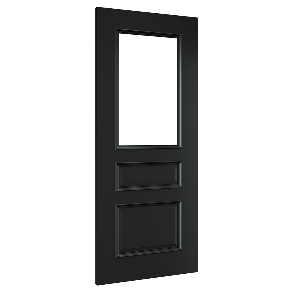 Deanta Windsor Black Prefinished Bevelled Glaze FSC FD30 Fire Door