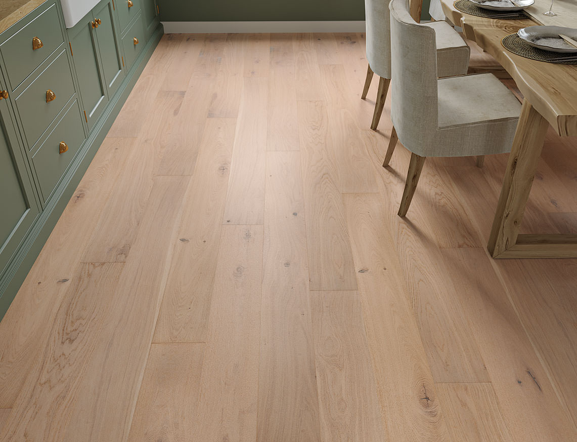 Wyndham Oak White Brushed Plank Engineered Wood Flooring | UV Oiled | 190 x 1900 x 15/4mm