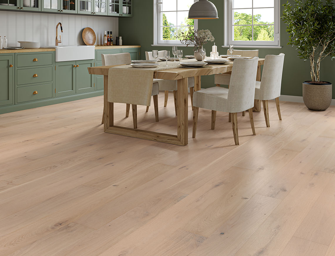 Wyndham Oak White Brushed Plank Engineered Wood Flooring | UV Oiled | 190 x 1900 x 15/4mm