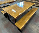 Joinery Solid Oak High Gloss Live Edge Table and Bench Set - 2000mm x 1000mm
