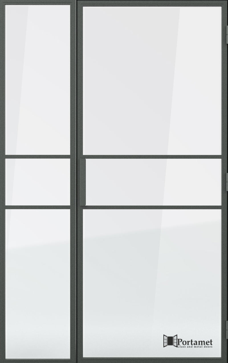 Portamet by Sfarzo - Italia Classic Steel Glazed Crittal Style Door with a Fixel Panel