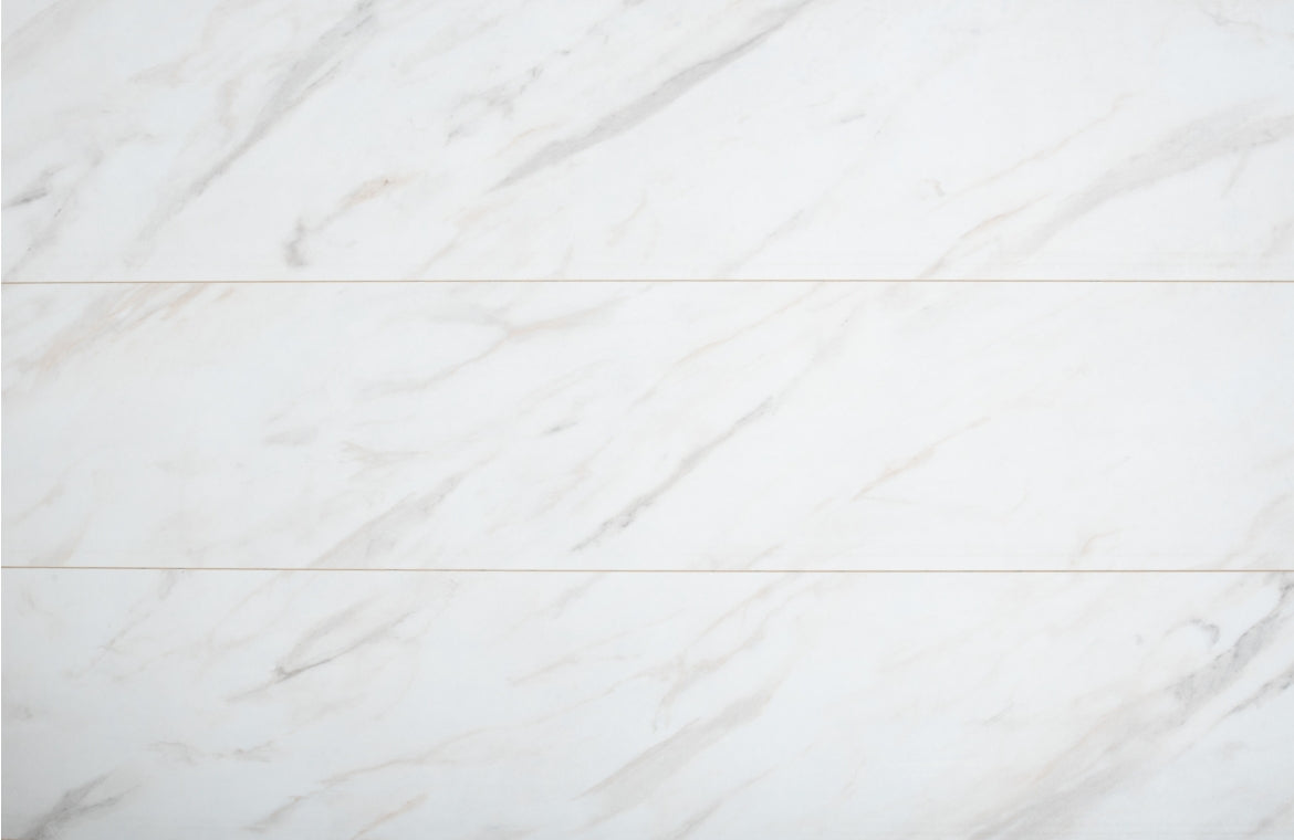 VarioClic 8mm Amora White Marble Tile Effect Laminate Flooring | 244 x 1204 x 8mm