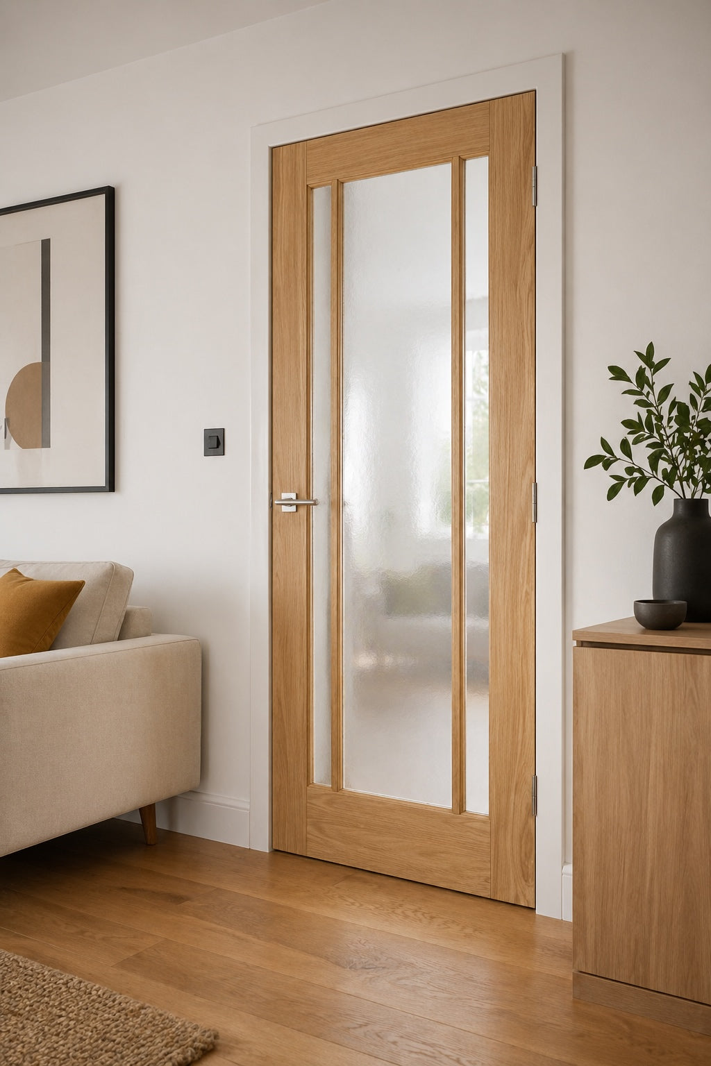 LPD Oak Lincoln Glazed 3L Frosted Glass