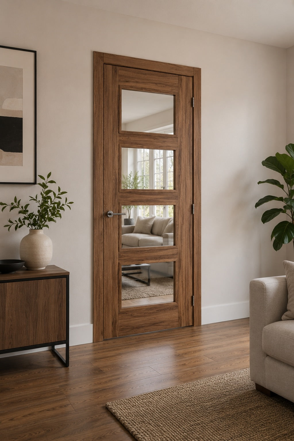 LPD Walnut Vancouver 4L Clear Glazed Fire Door