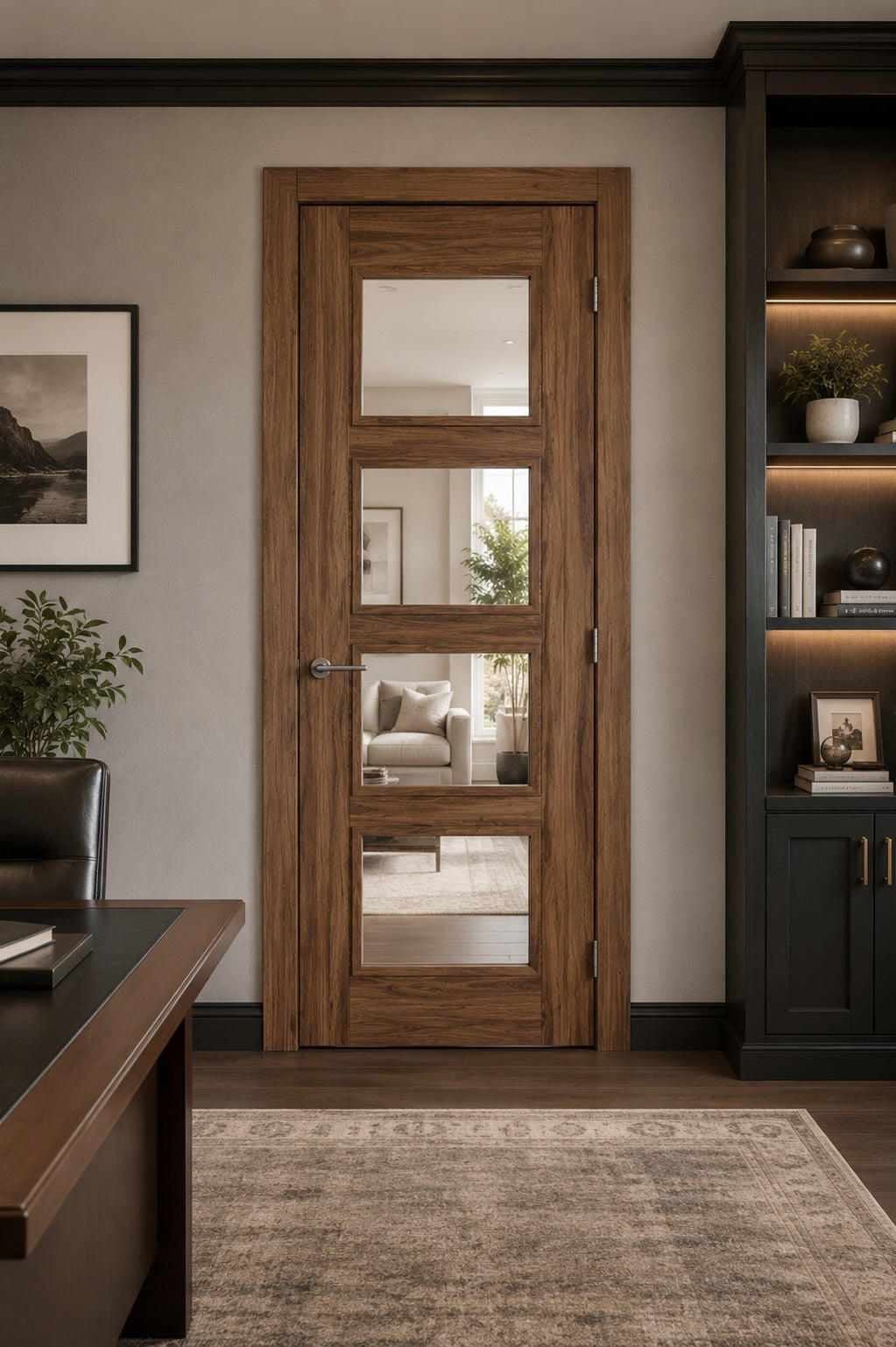 LPD Walnut Vancouver 4L Clear Glazed Fire Door