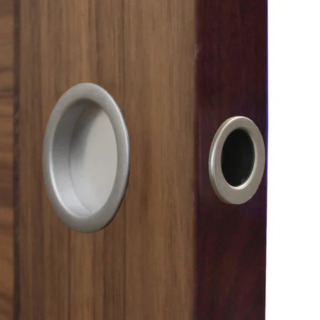 385 Round Sliding Door Handle Set - Polished Brass