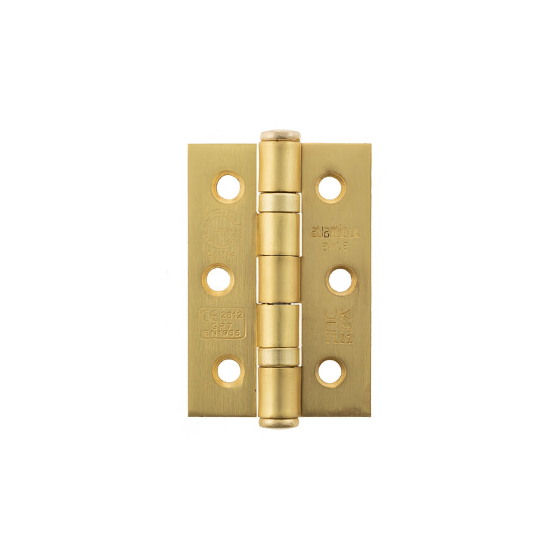 Atlantic CE Fire Rated Grade 7 Ball Bearing Hinges 3" x 2" x 2mm - Satin Brass