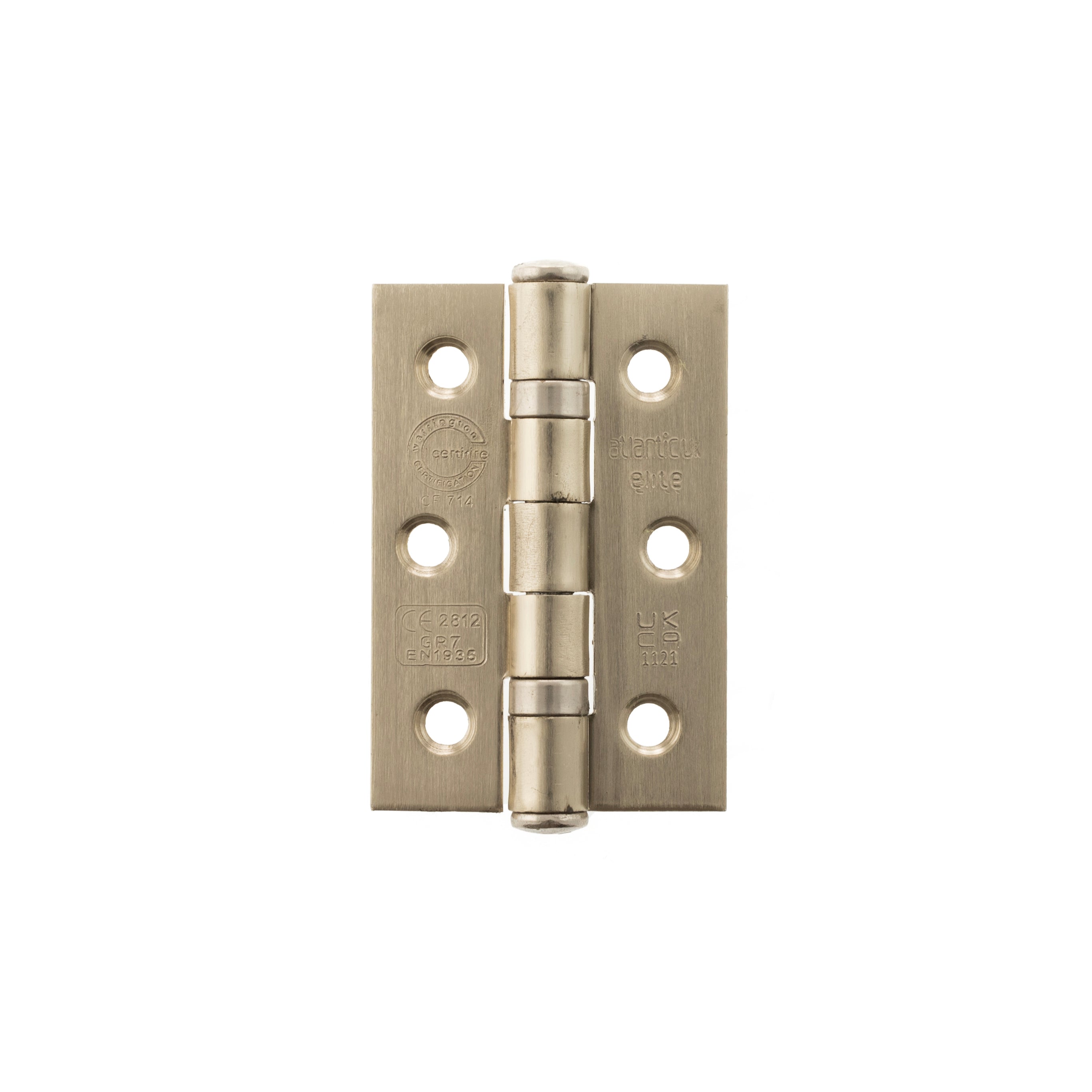 Atlantic CE Fire Rated Grade 7 Ball Bearing Hinges 3" x 2" x 2mm - Satin Nickel