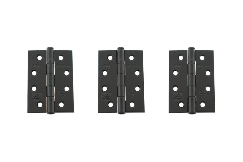 Atlantic Ball Bearing Hinges Grade 11 Fire Rated 4" x 3" x 2.5mm set of 3 - Matt Black