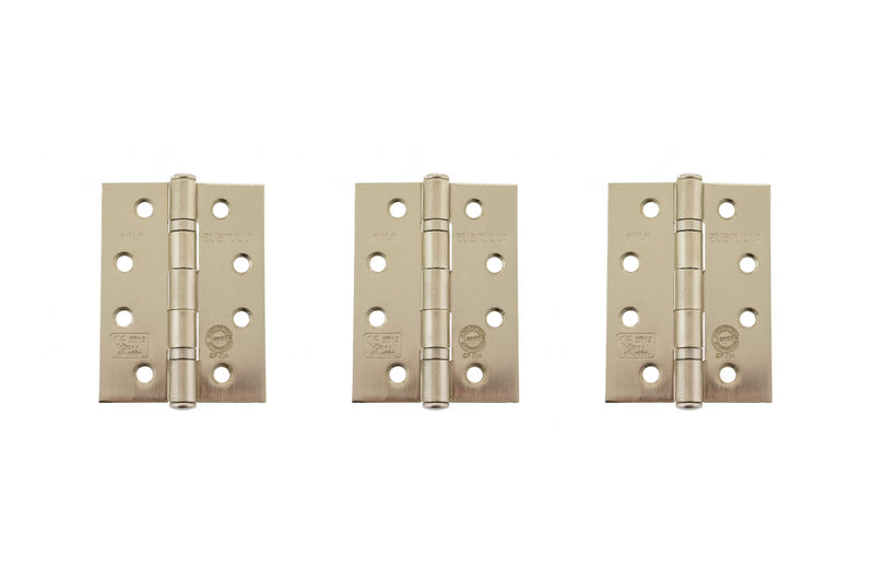 Atlantic Ball Bearing Hinges Grade 11 Fire Rated 4" x 3" x 2.5mm set of 3 - Satin Nickel