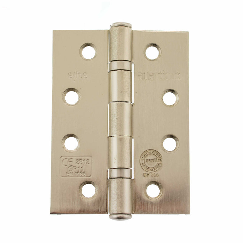 Atlantic Ball Bearing Hinges Grade 11 Fire Rated 4" x 3" x 2.5mm - Satin Nickel