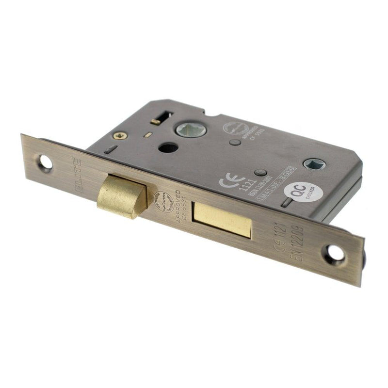 Atlantic 3" CE Elite Bathroom Lock (Antique Brass) - Door Supplies Online