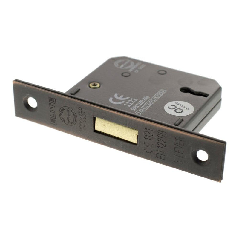 Atlantic 2.5" CE Elite 3 Lever Key Deadlock (Antique Copper) - Door Supplies Online