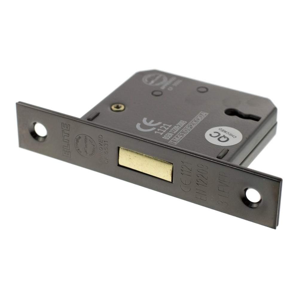 Atlantic 3" CE Elite 3 Lever Key Deadlock (Black Nickel) - Door Supplies Online
