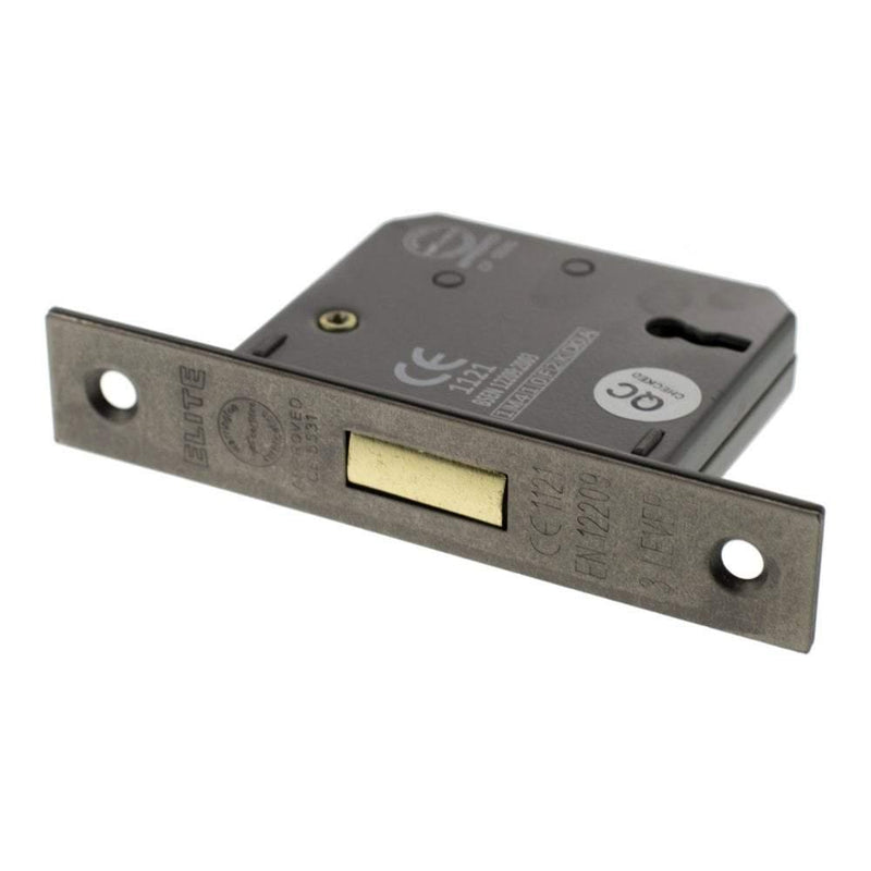 Atlantic 3" CE Elite 3 Lever Key Deadlock (Distressed Silver) - Door Supplies Online