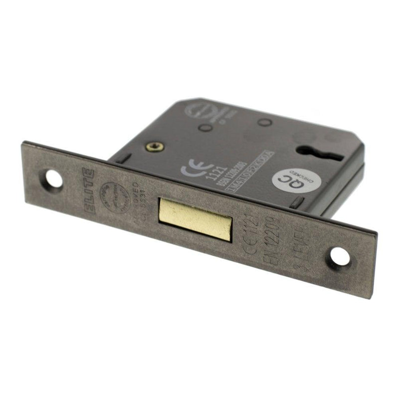 Atlantic 2.5" CE Elite 3 Lever Key Deadlock (Distressed Silver) - Door Supplies Online