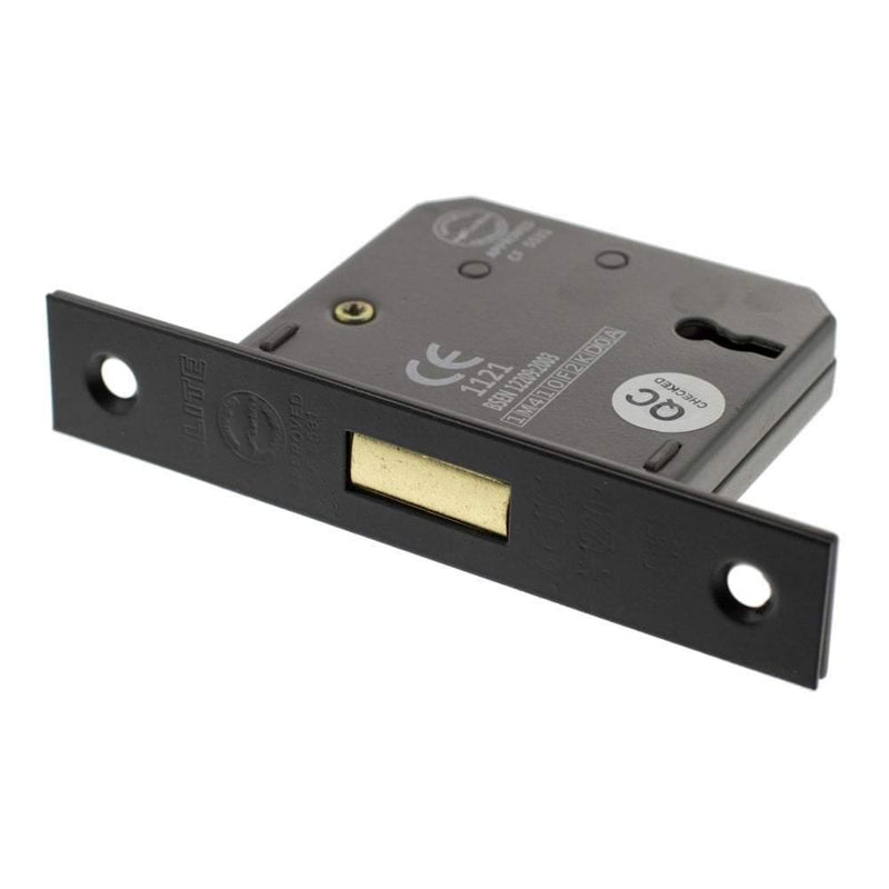 Atlantic 3" CE Elite 3 Lever Key Deadlock (Matt Black) - Door Supplies Online