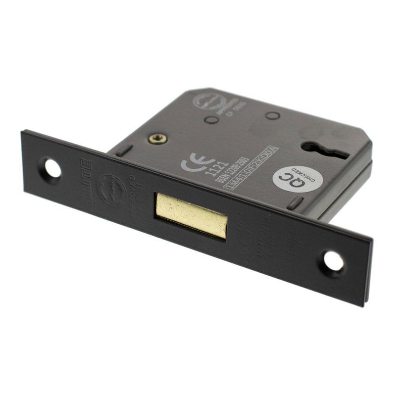 Atlantic 2.5" CE Elite 3 Lever Key Deadlock (Matt Black) - Door Supplies Online