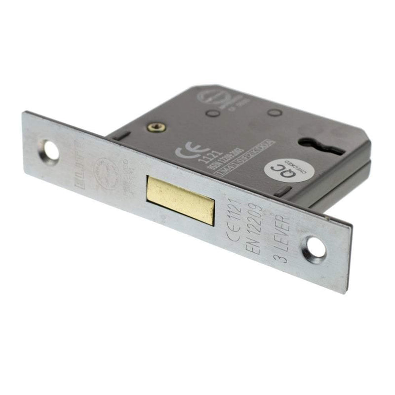 Atlantic 3" CE Elite 3 Lever Key Deadlock (Satin Chrome) - Door Supplies Online