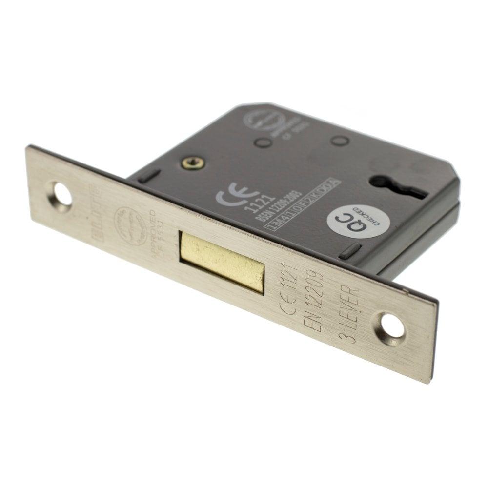 Atlantic 2.5" CE Elite 3 Lever Key Deadlock (Satin Nickel) - Door Supplies Online