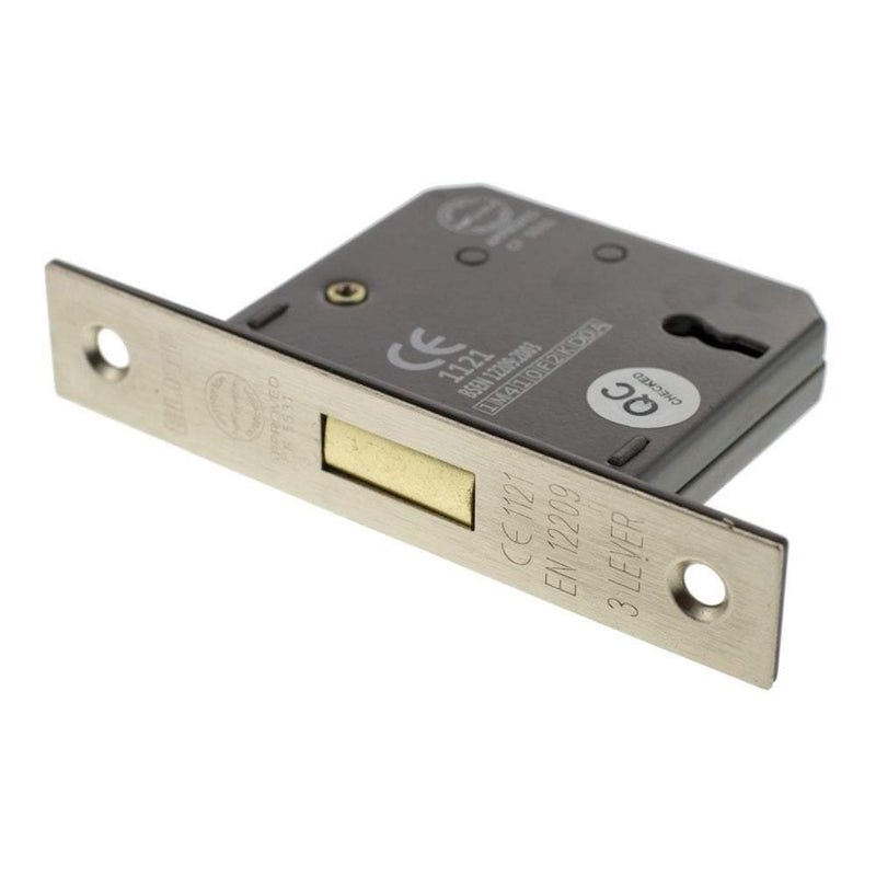 Atlantic 3" CE Elite 3 Lever Key Deadlock (Satin Nickel) - Door Supplies Online