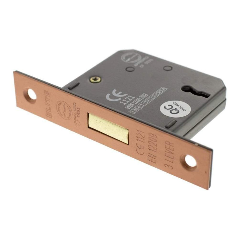 Atlantic 3" CE Elite 3 Lever Key Deadlock (Urban Satin Copper) - Door Supplies Online