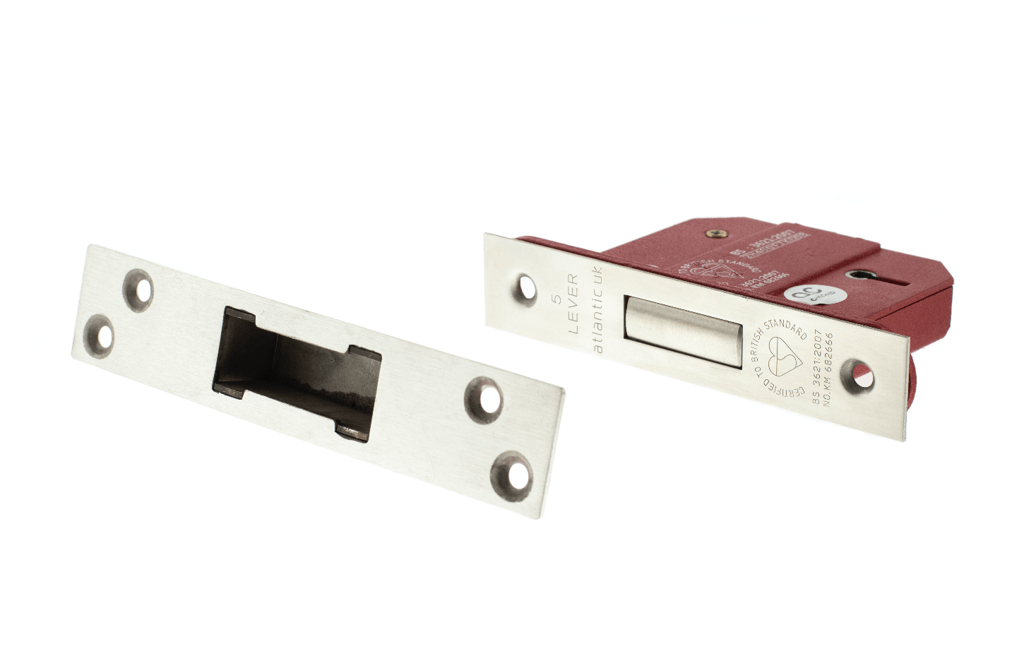 Atlantic 3" CE Elite 5 Lever Key Deadlock (Satin Chrome) - Door Supplies Online