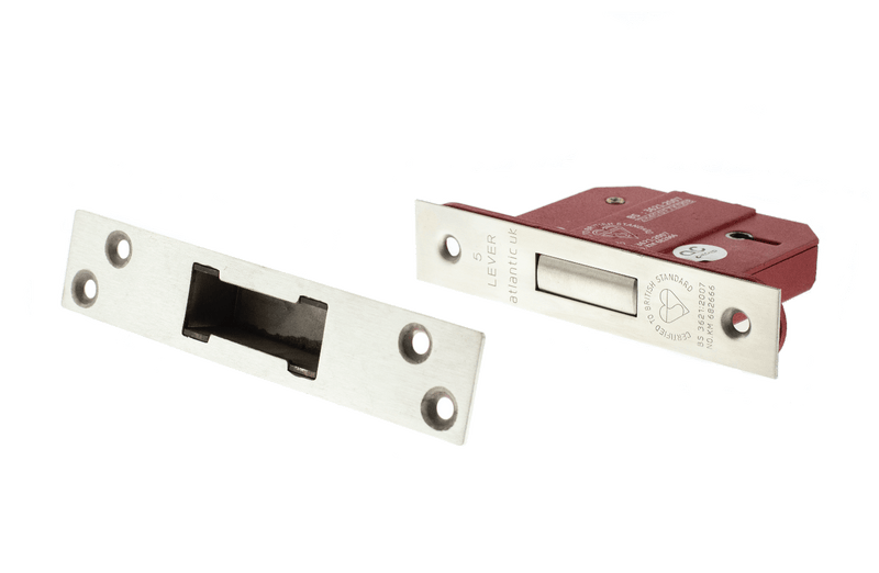 Atlantic 3" CE Elite 5 Lever Key Deadlock (Satin Chrome) - Door Supplies Online