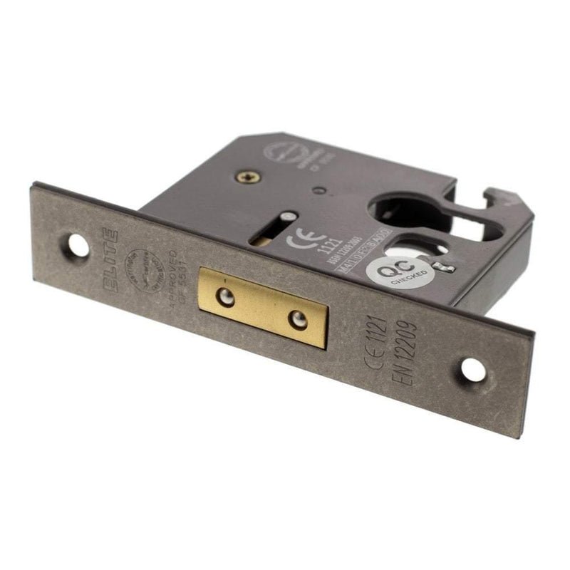 Atlantic 3" CE Elite Euro Deadlock (Distressed Silver) - Door Supplies Online