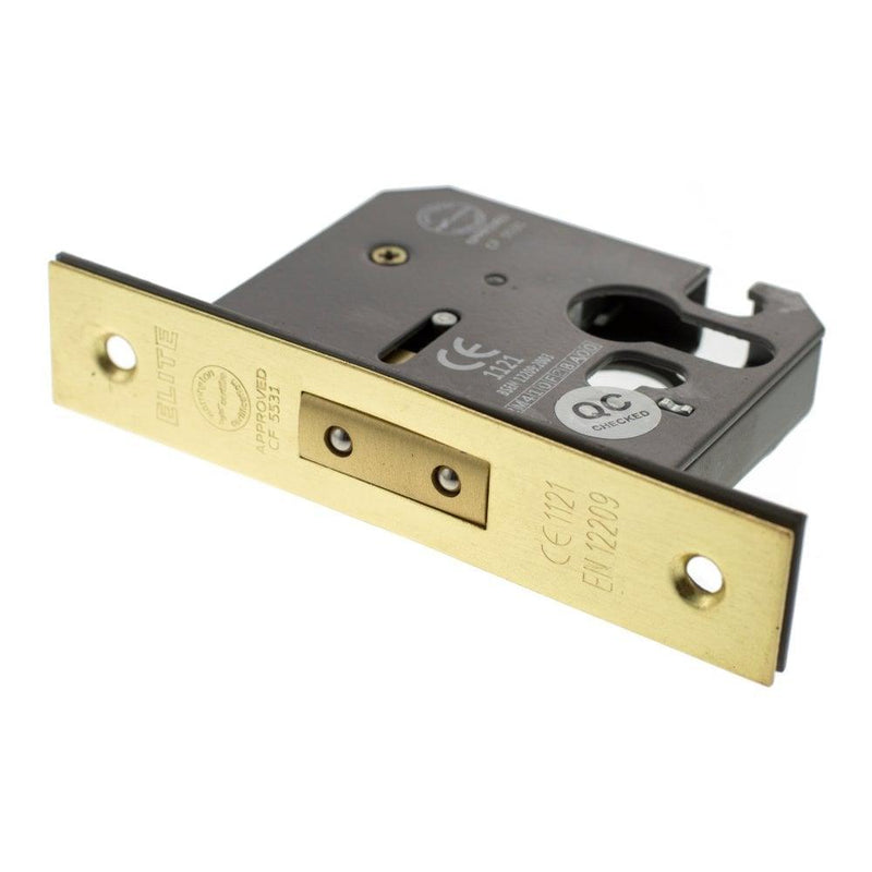 Atlantic 2.5" CE Elite Euro Deadlock (Satin Brass) - Door Supplies Online