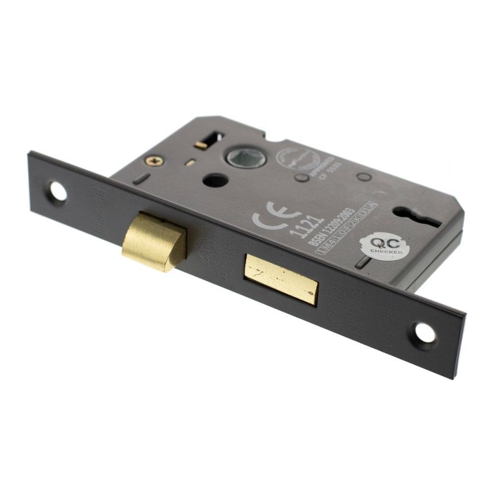 Atlantic 2.5" CE Elite 5 Lever Key Sashlock (Matt Black) - Door Supplies Online