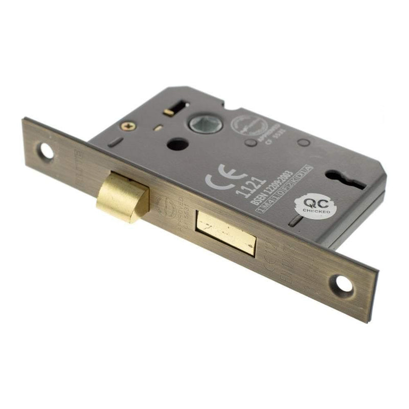 Atlantic 2.5" CE Elite 3 Lever Key Sashlock (Matt Antique Brass) - Door Supplies Online