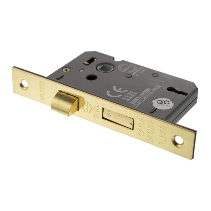 Atlantic 2.5" CE Elite 3 Lever Key Sashlock (Polished Brass) - Door Supplies Online