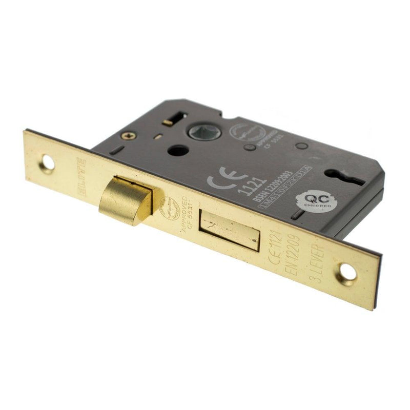 Atlantic 3" CE Elite 3 Lever Key Sashlock (Polished Brass) - Door Supplies Online