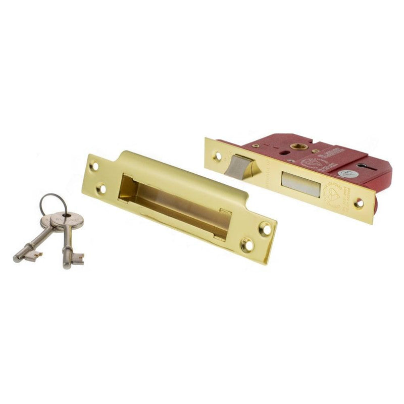 Atlantic 2.5" CE Elite 5 Lever Key Sashlock (Polished Brass) - Door Supplies Online