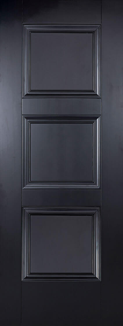 Pre-Assembled Black Amsterdam Fire Door Set