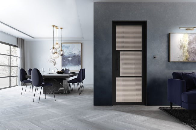 LPD Black Primed Tribeca 3L Reeded Glass Internal door