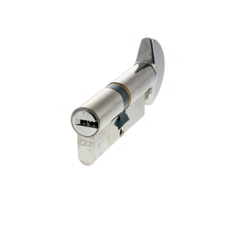 AGB Euro Profile 15 Pin Cylinder Key to Turn 40-40mm (80mm) - Satin Nickel