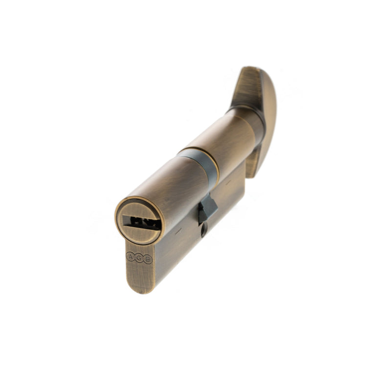 AGB Euro Profile 15 Pin Cylinder Key to Turn 35-35mm (70mm) - Matt Antique Brass